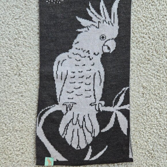 NWOT Otto & Spike Merino Scarf Knit Wool Cockatoo Parrot Bird BROWN - Picture 8 of 9
